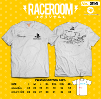 RACEROOM เสื้อยืดคอกลม สีขาว ไม่ย้วย Cotton100 สกรีนลาย  PLAY-Station-214