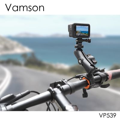 Vamson มือจับจักรยานมอเตอร์ไซค์,ขายึดกล้องโกโปร Hero 11 10 9 Insta360 X2หนึ่งกล้องเพื่อการกีฬาอุปกรณ์เสริมที่ยึดแบบปรับได้