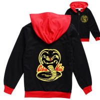 Cobra Kai เสื้อกันหนาวมีซิปสำหรับเด็กผู้ชายเด็กผู้หญิง,เสื้อกันหนาวมีฮู้ดผ้านุ่มใส่สบายกีฬาและพักผ่อน65% เสื้อผ้าเด็กฤดูใบไม้ผลิ