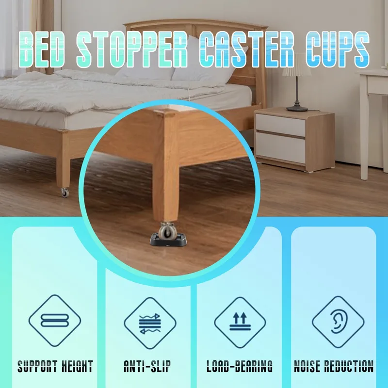 4pcs Bed Stopper & Furniture Stopper Caster Cups Fits to All Wheels of Furniture,Sofas,Beds,Chairs Prevents Scratches, Size: One size, Black