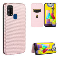 Samsung Galaxy M31 / F41 Case, EABUY Carbon Fiber Magnetic Closure with Card Slot Flip Case Cover for Samsung Galaxy M31 / F41