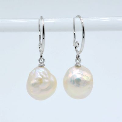 Baroque earrings. Natural irregular natural freshwater pearls, sterling silver earrings, pattern ear hooks, womens pearl earrin