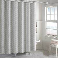 Modern Shower Curtain Waterproof Grey Plaid Bathing Curtains With Plastic Hooks Mildew Thicken Bath Screens Home Bathroom Decor