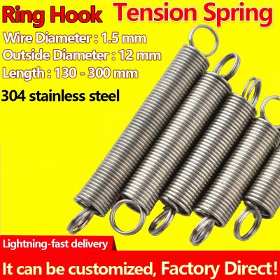 304 Stainless Steel Ring Hook Tension Spring Pullback Spring Extension Coil Spring Wire Diameter 1.5mm Outer Diameter 12mm
