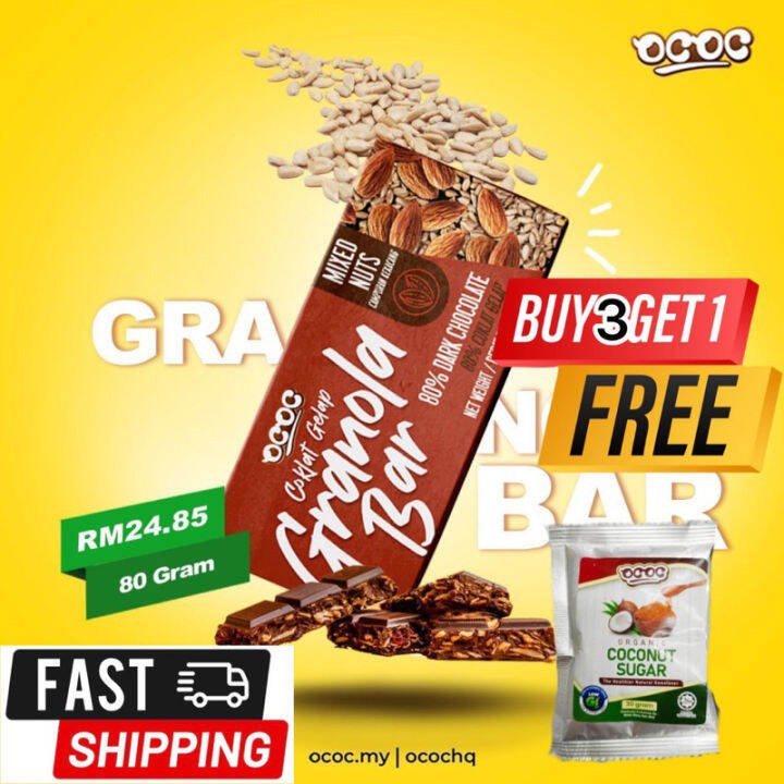 OCOC coklat gelap GRANOLA BAR Lazada
