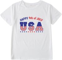 Kid Toddler Shirts 4th of July 3D Graphic Printed Tees Boys Girls Novelty Fashion Short Junior Size (White, 3-4 Years)