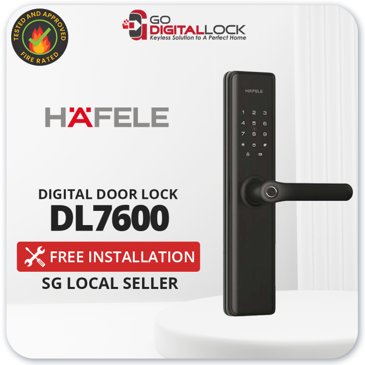 Hafele DL7600 Lever Handle 🔥Fire Rated Digital Door Lock (2 Years