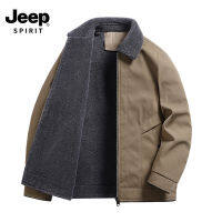 JEEP เสื้อแจ็กเก็ตขนแกะคอหลวมหนาสำหรับผู้ชาย,เสื้อแจ็คเก็ตผ้าฟลีซแกะสไตล์ JEP SPIRIT