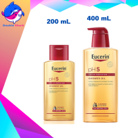 เเพคเกจใหม่ Eucerin pH5 shower oil 200ml./400ml. ยูเซอรีน พีเอช 5 ชาวเวอร์ ออยล์ ออย์ลอาบน้ำ ทำความสะอาดผิวกาย สำหรับผิวแห้งมาก เเพ้ง่าย (200มล/400มล) 1ขวด