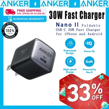 USB Charger, Anker Nano II 30W Fast Charger Adapter Type C, GaN II Phone  Charger for MacBook Air/iPhone 12/13 Mini, for Samsung