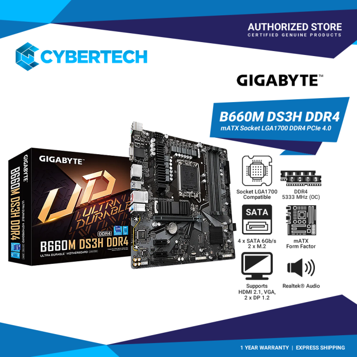 Gigabyte B660M DS3H DDR4 VGA/HDMI/DP Motherboard Lazada PH
