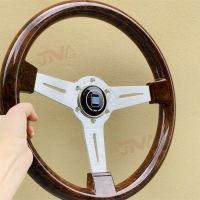 14inch Classic Wood Pattern Racing Steering Wheel ABS Flat Spoke 350MM Universal Steering Wheel Furniture Protectors Replacement Parts