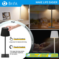 Brifit โคมไฟตั้งโต๊ะ LED ไร้สาย, โคมไฟตั้งโต๊ะแบบชาร์จไฟได้, ไฟกลางคืนพร้อมความสว่าง 3 ระดับ, โคมไฟตั้งโต๊ะทรงสูงหัวจีบถอดได้ DIY, ดีไซน์เรียบง่าย, เหมาะสำหรับคู่อาหารค่ำ/โต๊ะกาแฟ/ห้องรับประทานอาหาร/ห้องนอน (ดำ/ขาว)