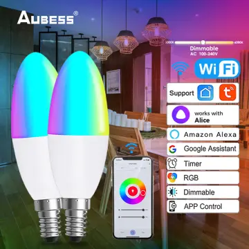 MOES WiFi Smart E14 6W/ E12 5W Candle LED Light Candelabra Bulb RGBCCT  2700-6500K Alexa Google Voice Control