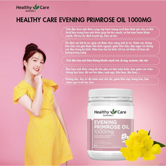 Viên uống tinh dầu hoa anh thảo healthy care evening primrose oil 1000mg - ảnh sản phẩm 3