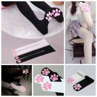 METROP Lolita Cat Paw Socks คอสอนิเมชั่นถุงเท้าระดับเข่าน่ารักซิลิโคนแมวแผ่นรองเนื้อสัตว์เด็กผู้หญิง3มิติ