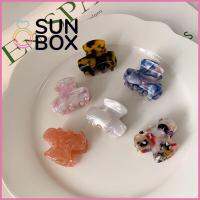 SUN BOX ที่จับผมหางม้า ปิ่นปักผม ไซส์มินิ ที่หนีบ กิ๊บติดผมพิมพ์ลายเสือดาว คลิปหนีบขนาดเล็กสำหรับผู้หญิง เรขาคณิต Korea Acetate