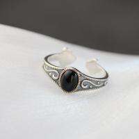 【YF】♂♙  Authentic 925 Sterling Inlaid Agate Resizable Opening  Rings Jewelry