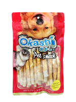 OKASHI SNACK DOG AND CAT ขนมขบเคี้ยวสำหรับสุนัข และแมว (ไก่พันแท่งฟูขาว 22 ชิ้น)