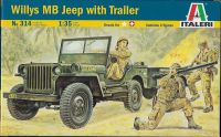 พลาสติก โมเดล ประกอบ italeri สเกล 1/35 Willys MB Jeep with Trailer 	IT-0314