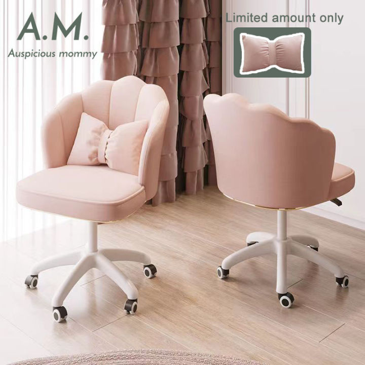 Velvet Chair 70 Modern Stylish Computer Chair Swivel Vanity Chair Pink