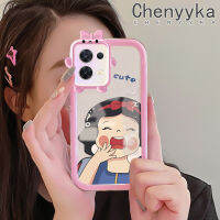 เคส Chenyyka สำหรับ OPPO Reno 8 5G เคสการ์ตูนหิมะสีขาวน่ารักเด็กผู้หญิงโปร่งใสเคสมือถือสีสันสดใสเปลือกป้องกันเลนส์กล้องมอนสเตอร์น้อยใหม่ซิลิโคนนิ่มกันกระแทกเคสใส