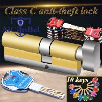 【CC】○┅  Door cylinder 60 65 70 75 80 85 90mm Security Lock Cylinder Interior Bedroom Handle door 8 Keys