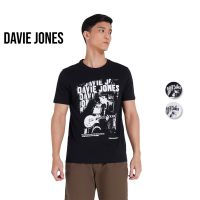 prevalent DAVIE JONES เสื้อยืดพิมพ์ลาย สีดำ สีขาว เสื้อยืดแขนสั้นสำหรับผู้ชายและผู้หญิง