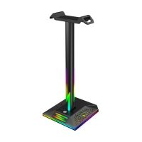 RGB Gaming Headset Stand Dual USB Port RGB Headphones Holder for Gamer Headset Desk Display Holder Hanger Earphone Accessories