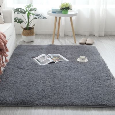 Carpets for Modern Living Room Thick Silkly Long Plush Floor Mat childrens Room Carpet Home Garden Fluffy Soft Large Rugs Grey