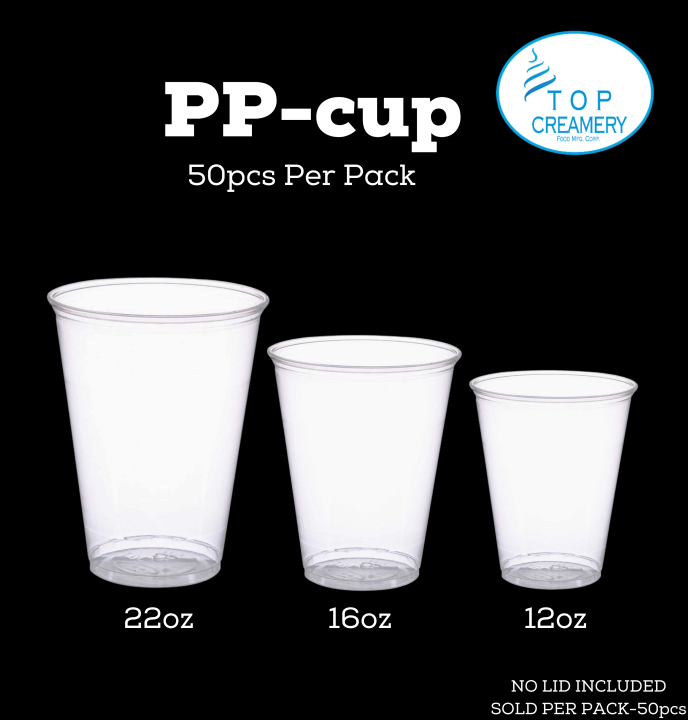 Pp Plain Cups 220z, 16oz, 12oz - 95mm Diameter-50pcs 