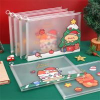 File Folder High Capacity Waterproof Transparent Visual File Organizer Cartoon Christmas Student A4 Zipper Bag School Supplies