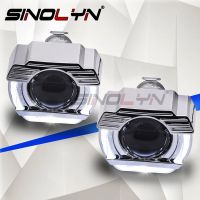 ❆✚ Car Motorcycle Headlight Lens Projector Mini 2.0 Angel Eyes Bi-xenon HID Kit LED Halo For H1 H4 H7 Retrofit DIY RHD