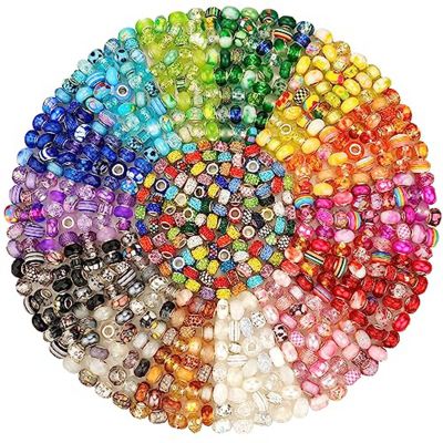 240Pcs Assorted European Resin Hole Beads Spacer Beads for Bracelet Making , Craft Beads for DIY Charms Bracelet