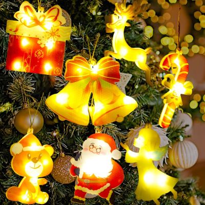 โคมไฟระย้าไฟ LED ตกแต่งคริสต์มาสรูปซานตาคลอสสร้างบรรยากาศต้นคริสต์มาสสโนว์แมนไฟกลางคืนของตกแต่งงานเลี้ยงปีใหม่