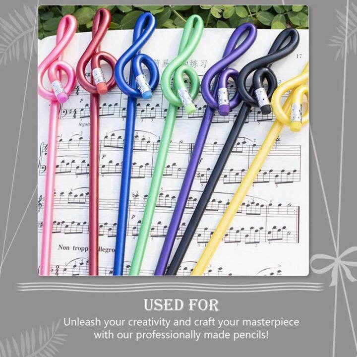 students-note-pencils-musical-note-pencils-with-eraser-colorful-music-pencils-wooden-treble-clef-bent-pencil