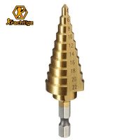 Krachtige 4 22mm HSS Titanium Coated Step Drill Bit HSS 4241 Wood Drilling Power Tools Hole Step Drill Power tools Accessories