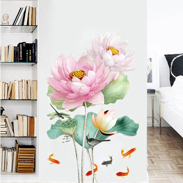 warm-living-room-lotus-self-adhesive-wallpaper-stickers-wall-stickers-simple-stickers