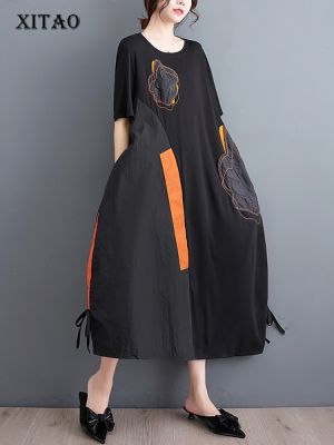 XITAO Dress O-neck Pullover Pocket Show Thin Summer   Casual Fashion Dress