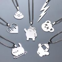 2023 Hip Hop Titanium Steel Pendant Necklace For Women Men Cute Kpop Korean Fashion Doodle Necklace Couple Jewelry Party Gift