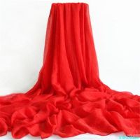 Red Chiffon Silk Scarf Solid Color Long All-Match Gauze Summer Beach Towel Shawl Annual Meeting Aishangmeiyoupin Store 811