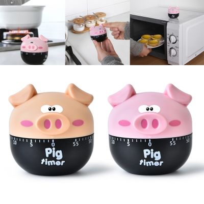 Kitchen Cooking Countdown 60 Mins Cute Animal Pig Shape Stainless Steel/Plastic Mechanical Timer Alarm Reminder Clock Tools