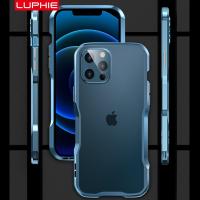 Luphie สำหรับ Iphone 14 13 12 11 Pro Max Mini 7 8 Plus XR X XS MAX เกราะกันกระแทกกันชนโลหะที่ไม่สม่ำเสมอฝาครอบเคสอลูมิเนียม