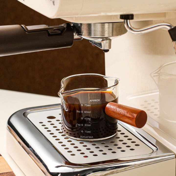 แก้วตวงกาแฟ-แก้วช็อตกาแฟเอสเปรสโซ่-espresso-ด้ามจับไม้-ถ้วยตวง-ถ้วยตวงแก้วเอสเพรสโซ่ถ้วยตวงนมแก้วเอสเพรสโซ่