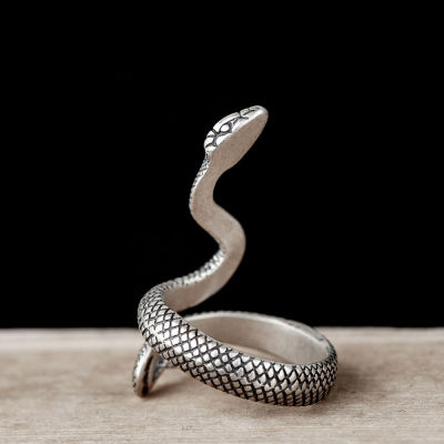 MKENDN Vintage 100 925 Sterling Silver Snake Ring For Men and Women Gothic Street Hip Hop Punk Dark Jewelry
