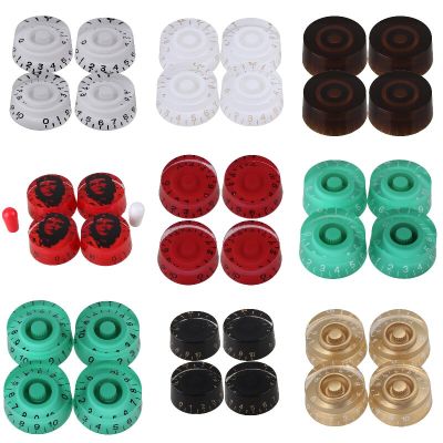 1 Set of 4 White/black/red/green  Speed Control Knob for Electric Pickup Guitar Guitar Bass Accessories