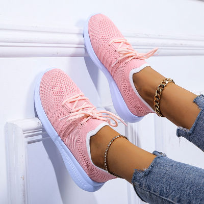 Women Sneakers Mesh Vulcanized Woman Flats Ladies Plus Size Casual Tennis Sports Shoes Female Elastic Lace Up Footwear