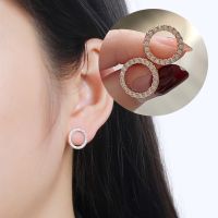 2023 Fashion Versatile Dazzling Circle Stud Earrings with Crystal Cubic Zirconia Minimalist Earrings for Women Part Gift Jewelry