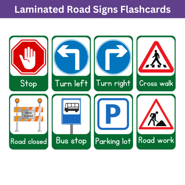 Laminated Road Signs Flashcards, Laminated Educational Flashcards for ...