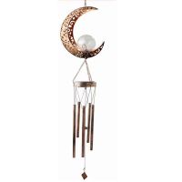 Courtyard Lamp Wind Bell Pendant LED Outdoor Solar Wind Chimes Crackle Glass Ball Garden Decor Windchimes